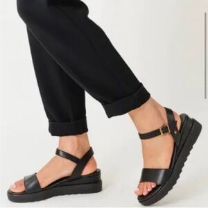 Portland Leather / Patina Soho Chunky Black Sandals
